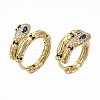 Brass Micro Pave Clear Cubic Zirconia Huggie Hoop Earrings EJEW-R114-007A-NF-1