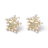 Long-Lasting Plated Brass Stud Earrings with Plastic Pearl for Women EJEW-A088-09G-1