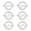 6Pcs Brass Micro Pave Clear Cubic Zirconia Connector Charms KK-UN0001-44-1