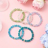 5Pcs 5 Color Spray Painted Crackle Glass Beads Stretch Bracelets for Men Women BJEW-MZ00202-1