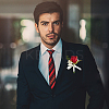 2Pcs Silk Cloth Imitation Rose Boutonniere AJEW-CP0008-47-6
