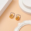 Natural Tiger Eye Pi Disc/Donut Dangle Hoop Earrings EJEW-JE05132-02-2