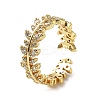 Brass Micro Pave Clear Cubic Zirconia Open Cuff Rings for Women RJEW-G296-02G-1