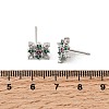 Rhombus Brass Micro Pave Cubic Zirconia Stud Earrings EJEW-L306-02P-5