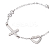 Cross & Heart & Infinity 304 Stainless Steel Link Chain Bracelets with Cable Chains BJEW-JB09513-2