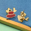 Christmas Theme 304 Stainless Steel Enamel Elk Stud Earrings EJEW-Z139-01G-3