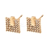 Square Brass Micro Pave Clear Cubic Zirconia Stud Earrings for Women EJEW-G428-12G-02-4
