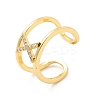 Clear Cubic Zirconia Initial Letter Open Cuff Ring RJEW-A012-01G-X-2