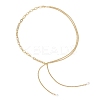 Natural Pearl Round Tassel Brass Twisted Chain Cable Chain Lariat Necklaces NJEW-JN05843-4