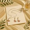 3 Colors Butterfly Alloy Enamel Pendant Necklace & Hoop Earring Sets SJEW-HY0001-03-4