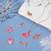 7Pcs 7 Styles October Breast Cancer Pink Awareness Ribbon Brass Enamel Pendants KK-BBC0020-36-3