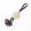 Natural Raw Green Aventurine & Mixed Stone Chips Tassel Pendant Decorations HJEW-P014-01G-01-1