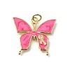 October Breast Cancer Pink Awareness Ribbon Brass Enamel Pendants LS-KK-S517-04B-G-1