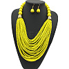 Bohemian Alloy & Resin & Glass Seed Beaded Multilayer Necklaces & Dangle Earrings FS-WG32A45-02-1