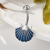Alloy Enamel Shell Shaped Curved Barbell Belly Rings LS-AJEW-R007-02P-2