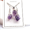Nuggets Natural Amethyst Pendant Necklaces & Dangle Earrings Sets FS-WGD81FA-02-2