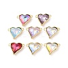 Brass Pave Glass Rhinestone Connector Charms KK-F862-47G-1