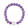2Pcs 2 Styles Natural Amethyst & Quartz Crystal Round Beaded Stretch Bracelet Sets BJEW-TA00751-4