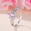 Flower Brass Micro Pave Pearl Pink Cubic Zirconia Finger Rings FS-WGCFB35-03-3