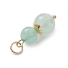 3Pcs 3 Styles Natural Green Aventurine & Moss Agate & Unakite Round Beaded Pendants PALLOY-JF04701-02-5