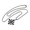 Jerusalem Cross Alloy Enamel Black Pendant 201 Stainless Steel Box Chain Necklaces NJEW-Z109-01P-4