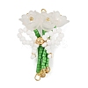 4Pcs 4 Colors Handmade Glass Beaded Flower with Bowknot Pendants PALLOY-MZ00753-2