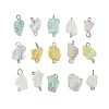 5Pcs 5 Styles Natural Fluorite & Rose Quartz & Quartz Crystal & Amethyst & Citrine Nuggets Connector Charms PALLOY-JF02761-S-1