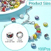 100Pcs 10 Colors Polymer Clay Rhinestone European Large Hole Beads with Silver Color Plated Brass Cores FIND-YW0004-88-2
