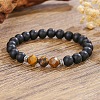Bohemian Natural Black Onyx & Tiger Eye Beaded Stretch Bracelets ZX5026-2-1