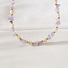 Natural Freshwater Pearl Nuggets and Amethyst Chip Beaded Necklaces for Women FS-WGFF989-01-2