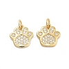 Paw Print Rack Plating Brass Micro Pave Cubic Zirconia Charms X-KK-G512-22G-1