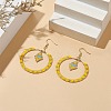 Glass Seed Braided Ring & Rhombus Dangle Earrings EJEW-MZ00050-2