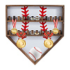 Baseball Theme Wood Wall Mounted Finger Ring Organizer Display Stands AJEW-WH0031-70A-1