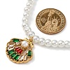PVD Vacuum Plating 304 Stainless Steel Colorful Cubic Zirconia Shell Shape Pendant Necklaces STAS-Z114-22G-5