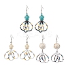 3 Pairs Flower Glass Seed Beaded Dangle Earrings for Women EJEW-MZ00203-1