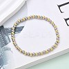 Brass Round Beaded Stretch Bracelets for Men Women BJEW-B148-05B-GP-1