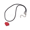 3D Heart Glass Seed Beads Pendant Necklaces NJEW-MZ00046-03-4