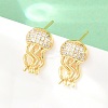 Brass Micro Pave Cubic Zirconia Stud Earrings EJEW-G471-19P-3