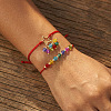2Pcs Adjustable Glass Beads Braided Bead Bracelets ER5290-1-1
