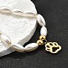 304 Stainless Steel Paw Print Charm Bracelets for Women BJEW-C098-12G-3