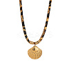 304 Stainless Steel Pendant Polyester Leopard Print Cord Necklaces for Women FS-WG8EA49-03-1