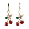 Cherry Alloy Rhinestone Dangle Hoop Earrings EJEW-JE06359-2