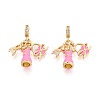 Brass Micro Pave Clear Cubic Zirconia and Enamel European Dangle Charms KK-T079-77G-1