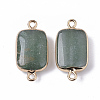 Edge Golden Plated Natural Green Aventurine Links connectors G-S359-034G-2