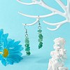 Natural Green Aventurine Chip Beads Dangle Earrings EJEW-JE04649-03-2