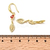 Leaf with Heart Brass Micro Pave Clear Cubic Zirconia Dangle Earrings EJEW-C155-01G-5
