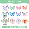 32Pcs 12 Styles Spray Painted 430 Stainless Steel Pendants STAS-HS0001-53-2