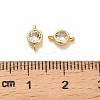 Brass Pave Clear Cubic Zirconia Flat Round Connector Charms KK-H515-02C-G-3