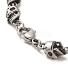 304 Stainless Steel Skull Link Chain Bracelets BJEW-E094-03AS-3