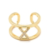 Clear Cubic Zirconia Initial Letter Open Cuff Ring RJEW-A012-01G-X-1